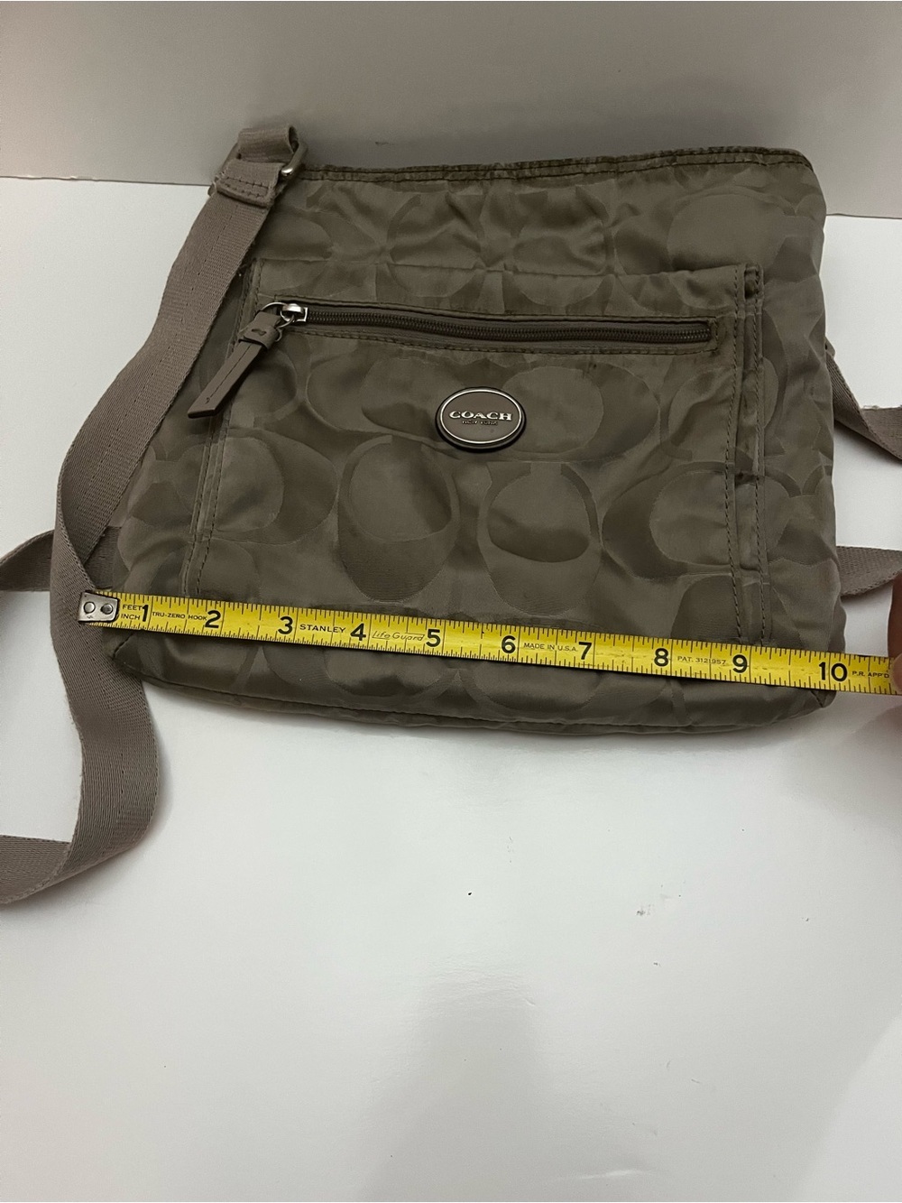 Coach Signature Getaway Nylon File Crossbody Bag Grey Taupe F77408 - Picture 14 of 14